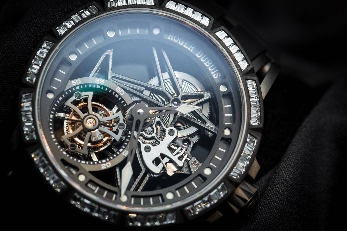 Roger Dubuis Excalibur Spider Skeleton Flying Tourbillon watch SIHH 2015 dial
