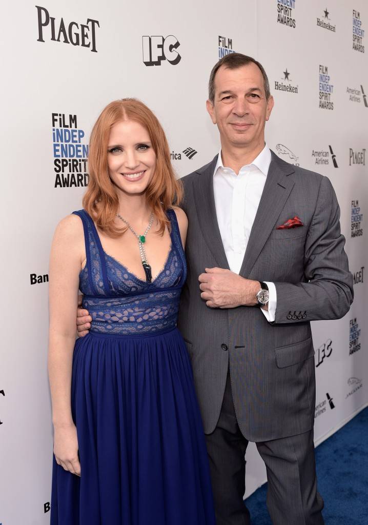 SANTA MONICA, CA - FEBRUARY 27: Actress Jessica Chastain (L) and Piaget CEO Philippe Leopold-Metzger attend the 2016 Film Independent Spirit Awards sponsored by Piaget on February 27, 2016 in Santa Monica, California. (Photo by Stefanie Keenan/Getty Images for Piaget) *** Local Caption *** Jessica Chastain;Philippe Leopold-Metzger