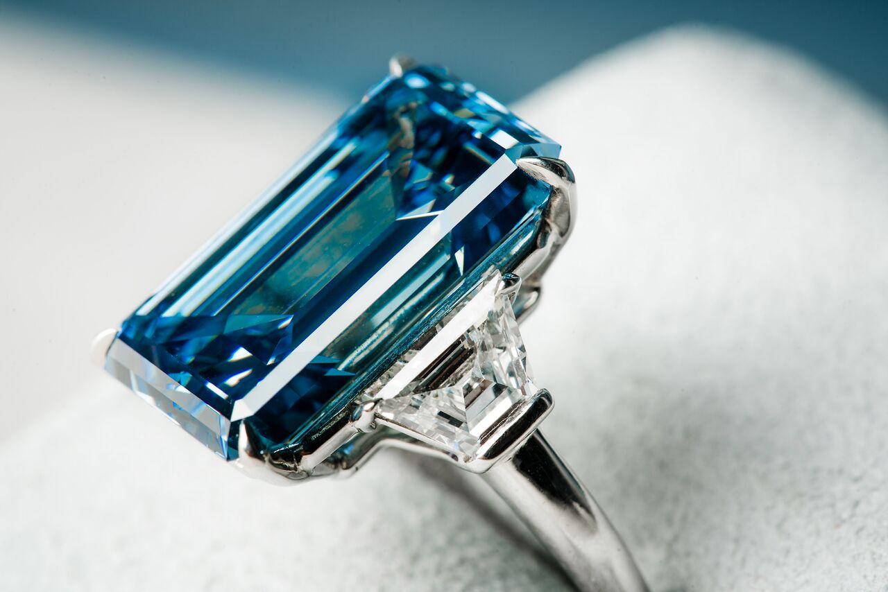 The Oppenheimer Blue Diamond Set a World Record -- selling at Christie's Geneva for $57.5 million. 