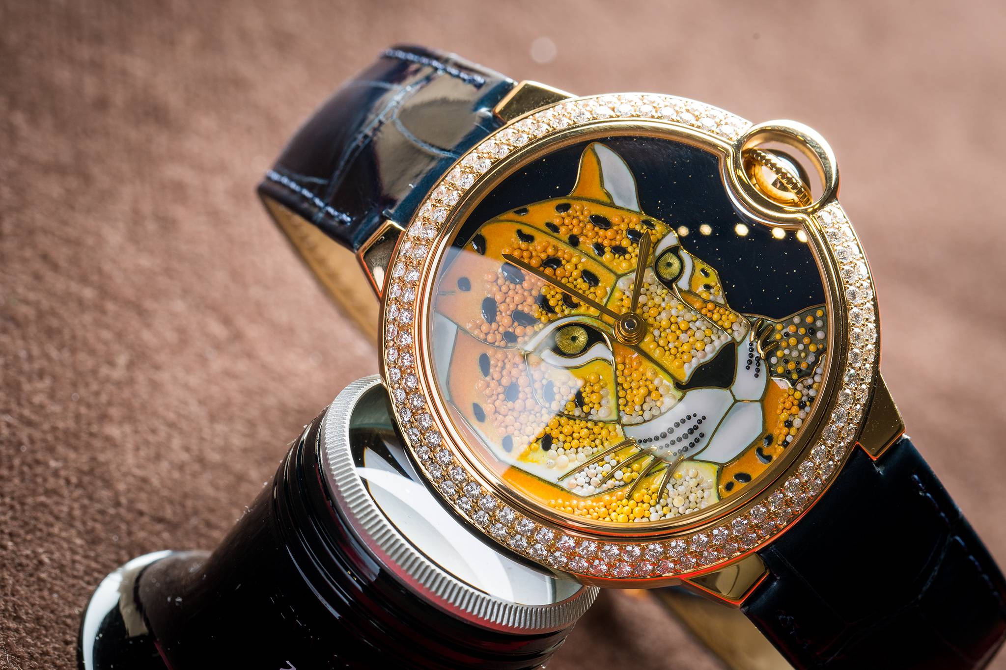 SIHH: Introducing The Ballon Bleu de Cartier Enamel Granulation Watch With Panther Motif