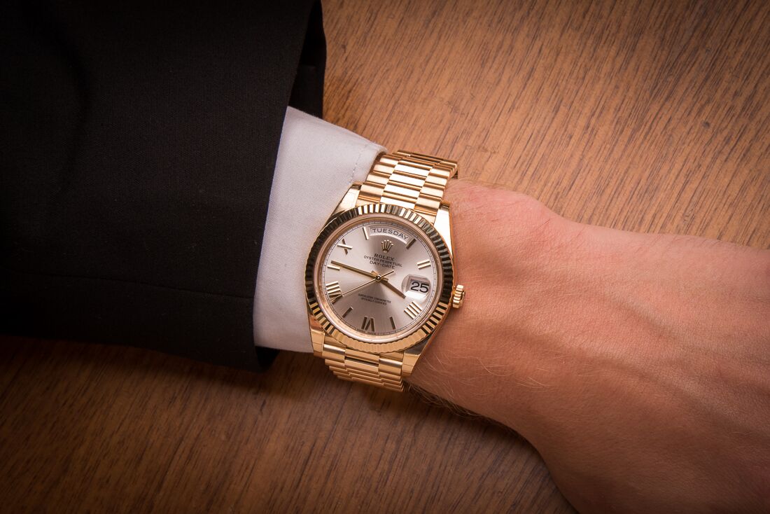 rolex day date on wrist