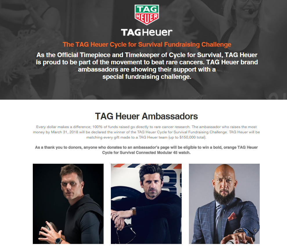 TAG Heuer, Its Ambassadors and Cycle for Survival Unite To Beat Cancer