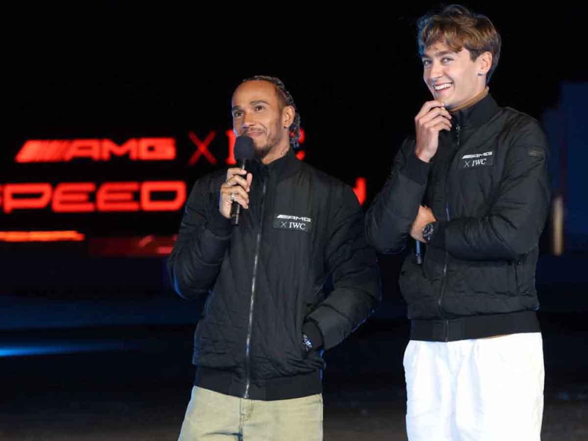 Lewis Hamilton & George Russell Join IWC Schaffhausen and Mercedes-AMG At “Speed City” Pop-Up Ahead Of F1 Las Vegas